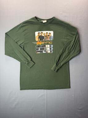 Winterland NSYNC Band Long Sleeve T-Shirt Youth Large Green Vintage Y2K
